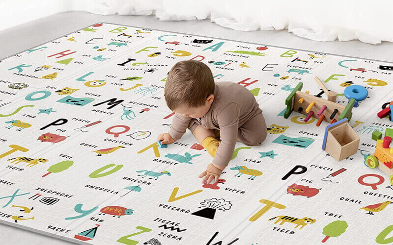 Reversible waterproof foldable foam floor crawling playmat for kids