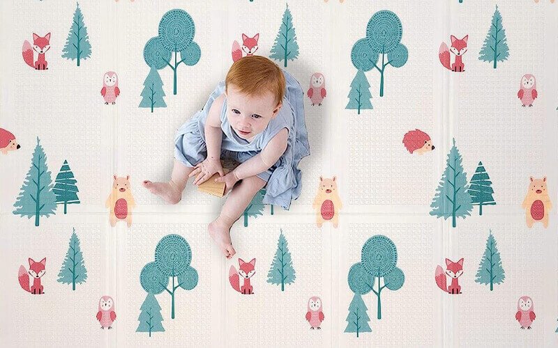 JumpOff Jo - woodland rainbow foam padded play mat for crawling babies