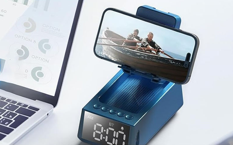 Cell Phone Stand with Wireless Bluetooth Speaker