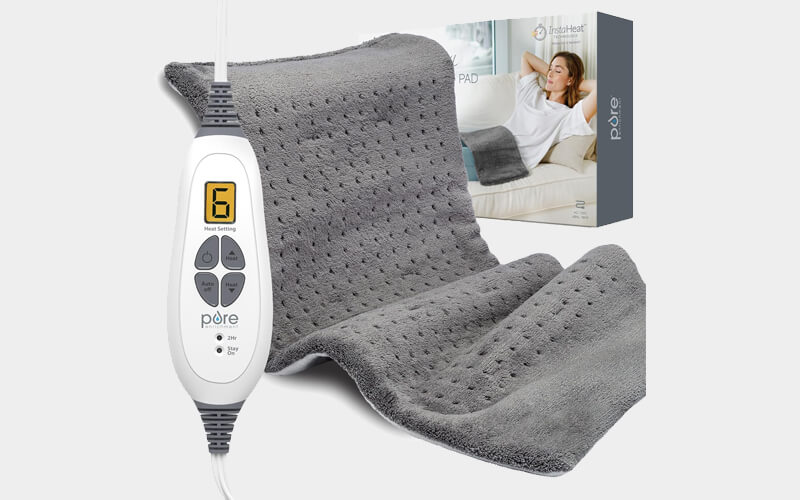 Pure Enrichment Electric Heating Pad for Back Pain & Cramps