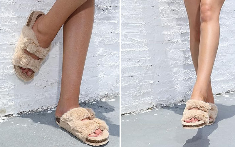 Open Toe Slipper with Cozy Lining