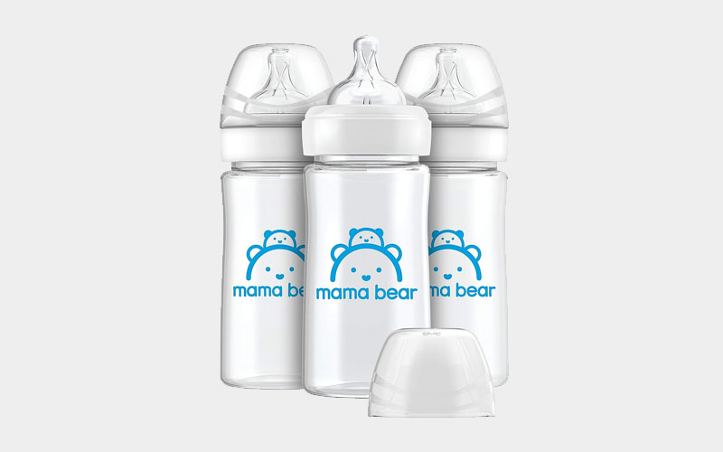 Amazon Brand - Mama Bear Infant Feeding Wide-Neck Baby Bottle with Slow Flow Amazon Brand - Mama Bear Infant Feeding Wide-Neck Baby Bottle with Slow Flow