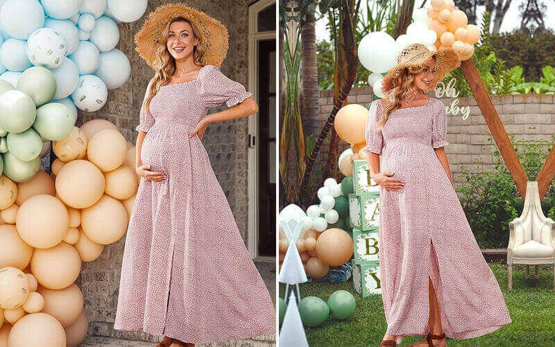 Floral Maternity Dress for Baby Shower Photoshoot