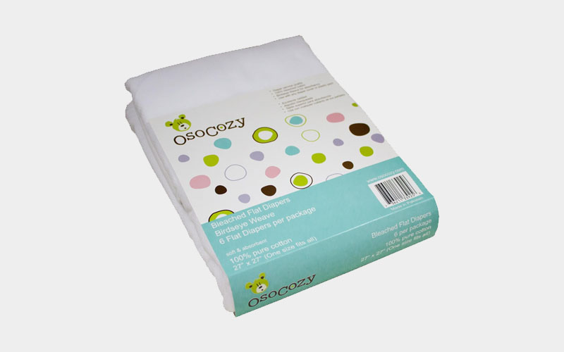 OsoCozy 6-Pack Flat Cloth Diapers for Newborns