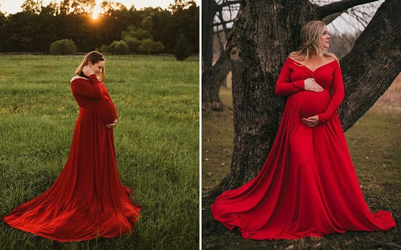 Off Shoulders Half Circle Gown for Baby Shower