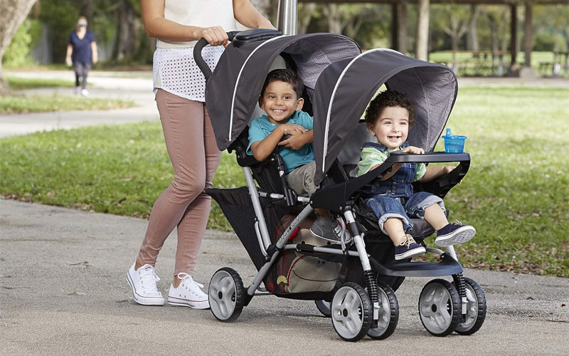 Lightweight Double Stroller with Tandem Seating